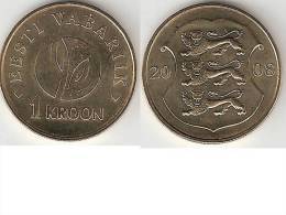 Estonia 1 Kroon 2008 Km 44  Unc !!!!!  * - Estonie