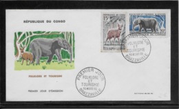 Thème Animaux - Eléphant, Antilope - Congo - Enveloppe - Elefanten