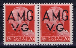 Italy: AMG-VG Sa 4 Broken G In VG MH/* Flz/ Charniere  Pair 1x Brioken 1 X Normal - Ongebruikt