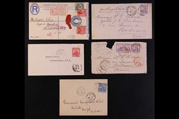 1897-1920 COVERS Small Group, Incl 1897 Cover & Cover Front To France, 1905 & 1920 Covers To USA And 1913 Uprated Regist - Trinidad En Tobago (...-1961)