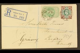 1908 (3 June) Registered Cover Addressed To Germany, Bearing 4d KEVII Stamp And ½d QV Postal Stationery Wrapper Cut-out, - Unclassified