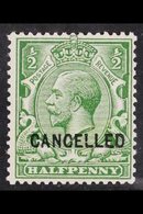 1912-24 ½d Green With Type 24 "CANCELLED" Overprint, SG Spec N14v, Superb Never Hinged Mint. For More Images, Please Vis - Zonder Classificatie