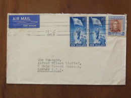 New Zealand 1953 Cover Levin To England - King - Children Health - Flag - Storia Postale