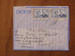 New Zealand 1957 Aerogramme Araroa (?) To England - Queen And Duke Of Edinburgh - Storia Postale