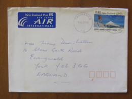 New Zealand 2000 Cover Tauranga To England - Mt. Taranaki - Egmont - Alpinism (stamp Damaged In Corner) - Covers & Documents