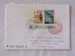 Japan 2013 Bridge Cancel On Cover To Nicaragua - Women Traditional Costumes - Umbrella - Lettres & Documents