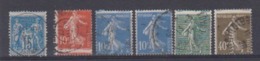 FRANCE Variétés: 6 Piquages à Cheval Sur Types 'Sage' Et 'Semeuse', Oblitérés - Used Stamps