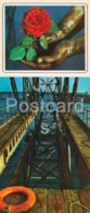 Neftyanye Kamni - Neft Daslari - Oil Rig - Flowers - Rose - 1975 - Azerbaijan USSR - Unused - Aserbaidschan