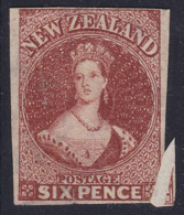 CLASSIC NEW ZEALAND MNG 6d CHALON IMPERF DAVIES PRINT PAPERFOLD - Nuovi