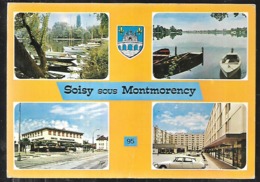 Cpm 9520369 Soisy Sous Montmorency 4 Vues Situées Sur Carte, Poste , Centre Commercial Citroen Ds, Lac - Soisy-sous-Montmorency