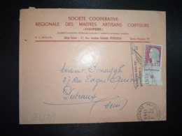 LETTRE TP MARIANNE DE DECARIS 0,25 BORD DE FEUILLE BAS Numéroté 3 OBL.MEC.7-11 1960 PERIGUEUX GARE DORDOGNE (24)COIFFEUR - 1960 Marianne Van Decaris