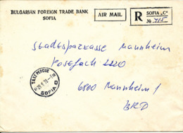 Bulgaria Registered  Bank Cover Sent Taxe Percue To Germany Sofia 29-6-1978 - Covers & Documents