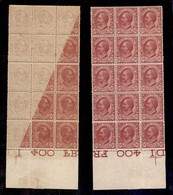 Regno - 1906 - 10 Cent Leoni (82s) - Blocco Di 15 Bordo Foglio Con Decalco Su 9 Pezzi (parziale Su 5) - Gomma Integra - Other & Unclassified