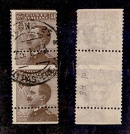 Regno - 1908 - 40 Cent Michetti (84me-varietà) - Dentellatura Orizzontale Molto Spostata (7mm.) - Coppia Verticale - Rit - Other & Unclassified