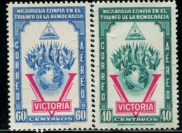 DK1004 Nicaragua 1943 Declares War To The Axis Nation Flag Earth 2V Aviation MNH - Nicaragua