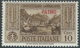 1932 EGEO PATMO GARIBALDI 10 CENT MH * - RB9-8 - Egée (Patmo)