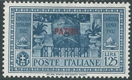 1932 EGEO PATMO GARIBALDI 1,25 LIRE MH * - RB9-8 - Egeo (Patmo)