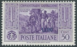 1932 EGEO LERO GARIBALDI 50 CENT MH * - RB9-6 - Egée (Lero)