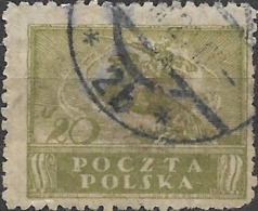 POLAND 1919 Polish Uhlan - 20m - Green FU - Gebruikt