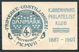 1907 Denmark KPK Copenhagen Philatelic Club 20th Anniversary Postcard - Covers & Documents