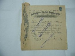 SCRIPOFILIA AZIONE CERTIFICATO INDIA JUBBULPORE ELECTRIC SUPPLY MARTIN & C. - Elektriciteit En Gas