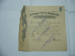 SCRIPOFILIA AZIONE CERTIFICATO INDIA JUBBULPORE ELECTRIC SUPPLY MARTIN & C. - Elektriciteit En Gas