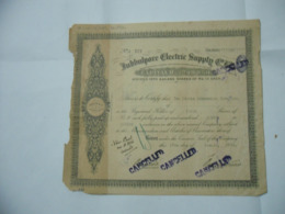 SCRIPOFILIA AZIONE CERTIFICATO INDIA JUBBULPORE ELECTRIC SUPPLY MARTIN & C. - Elektriciteit En Gas