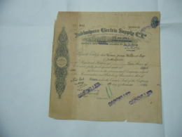 SCRIPOFILIA AZIONE CERTIFICATO INDIA JUBBULPORE ELECTRIC SUPPLY MARTIN & C. - Elektriciteit En Gas