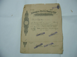 SCRIPOFILIA AZIONE CERTIFICATO INDIA JUBBULPORE ELECTRIC SUPPLY MARTIN & C. - Elektriciteit En Gas