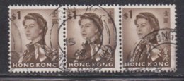 HONG KONG Scott # 212 Used Strip Of 3 - QEII Definitive - Some Perf Separation - Used Stamps