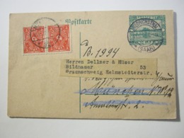 1922 , Ganzsache Aus Friedrichsthal  Nach München, Dort Auffrankiert Und Weiterverschickt Nach Braunschweig - Entiers Postaux