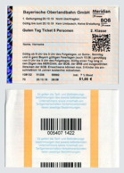 Guten Tag Ticket 5 Personen. 2019. Munich München Monaco. Allemagne Germany Deutschland Tyskland - Europa