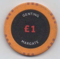 1 Jeton De Casino Genting MARGATE Kent Angleterre £1 (2 Côtés Identiques) - Casino