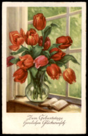 ALTE POSTKARTE ZUM GEBURTSTAGE HERZLICHEN GLÜCKWUNSCH TULPEN BUCH Blumen Tulpe Tulip Tulipe Flowers Fleurs Flower Book - Plantas Tóxicas