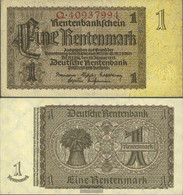 German Empire RosbgNr: 166b, Empire Printing 8-stellige Kontrollnummer Uncirculated 1937 1 Rentenmark - 1 Rentenmark