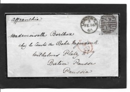 16.2.1865 Six-pence Yvert 22 - Briefe U. Dokumente