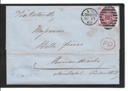 27.9.1869 Three Pence Pl 5 - Storia Postale