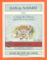 étiquette De Vin Cotes De Duras Cuvée Jean De Navarre 1995 à Landerrouat - 75 Cl - Vin De Pays D'Oc