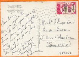 ANDORRE La Sardane  20c  Y.T. 166   SEUL Sur CPSM   De CANILLO  Paysage    Postée Le 10 7 1963 - Brieven En Documenten