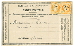 1886 Paire Du 5c S/ 40c (pd) Obl. REUNION ST DENIS Sur CARTE PRECURSEUR. TB. - Other & Unclassified