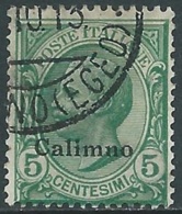 1912 EGEO CALINO USATO EFFIGIE 5 CENT - RB25 - Aegean (Calino)