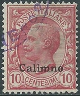 1912 EGEO CALINO USATO EFFIGIE 10 CENT - RB25 - Egeo (Calino)