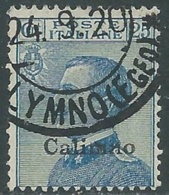 1912 EGEO CALINO USATO EFFIGIE 25 CENT - RB25 - Aegean (Calino)