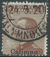1912 EGEO CALINO USATO EFFIGIE 40 CENT - RB25 - Aegean (Calino)