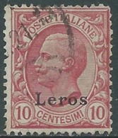 1912 EGEO LERO USATO EFFIGIE 10 CENT - RB25 - Egeo (Lero)