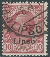 1912 EGEO LIPSO USATO EFFIGIE 10 CENT - RB25-2 - Aegean (Lipso)