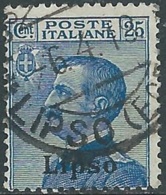 1912 EGEO LIPSO USATO EFFIGIE 25 CENT - RB25-2 - Aegean (Lipso)