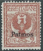 1912 EGEO PATMO AQUILA 2 CENT MH * - RB30-2 - Egeo (Patmo)