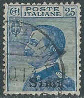 1912 EGEO SIMI USATO EFFIGIE 25 CENT - RB25-3 - Egée (Simi)