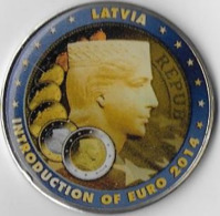 LETTONIE ..-- LATVIA ..-- Introduction Of Euro 2014 . Médaille Rare !! - Lettland